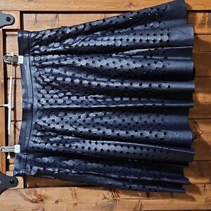 Club Monaco Black Faux Leather Laser-cut Perforated Mini Skirt Size 12